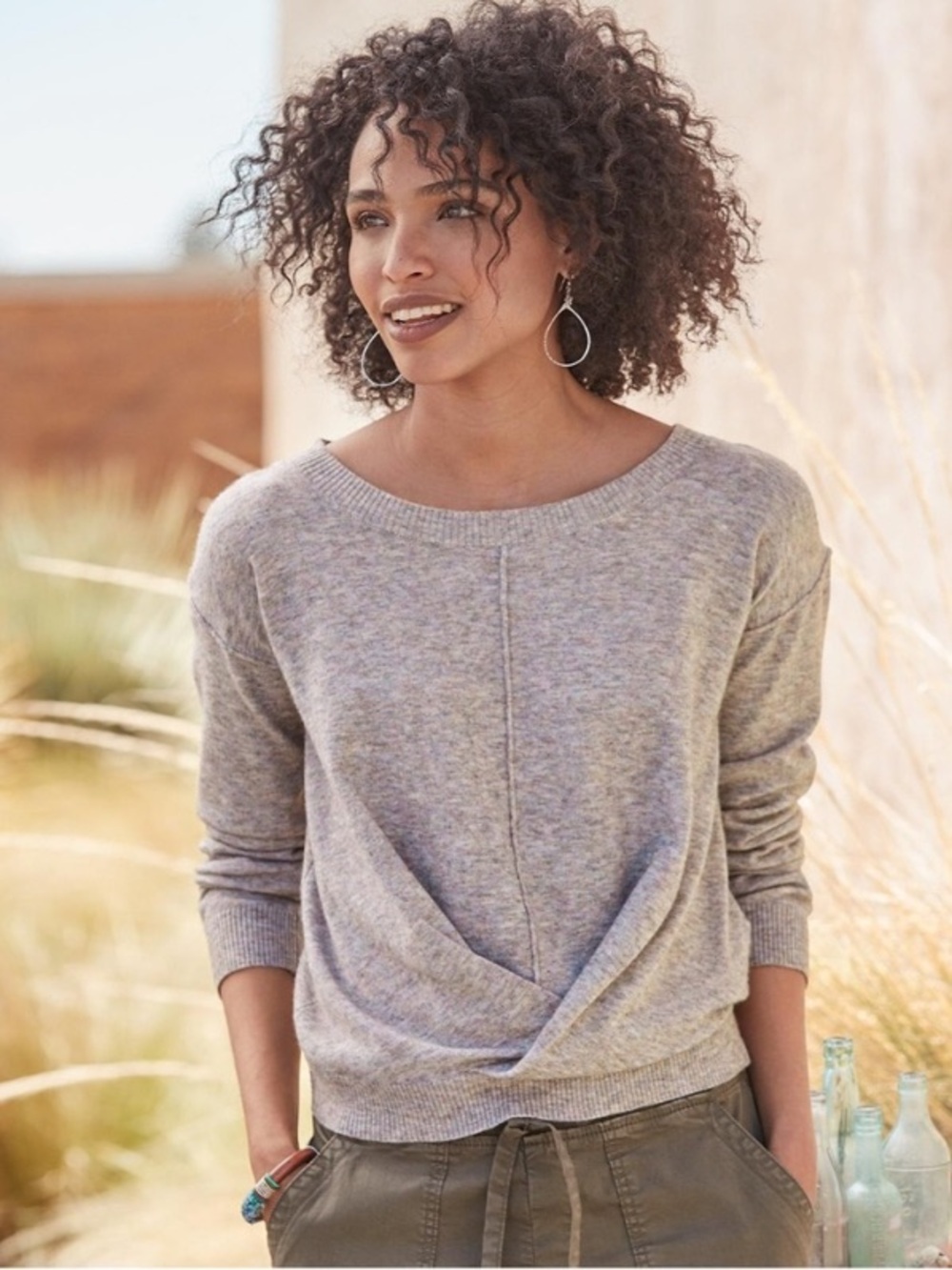 Sundance Paths Meet Twist-Front Pullover Sweater